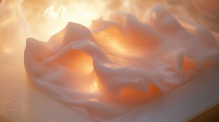 Wall Mural - soft creamy texture with warm glow and abstract waves in light