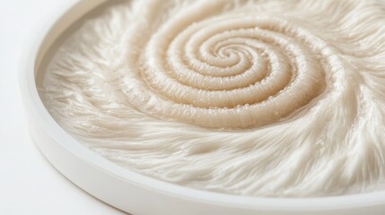 Wall Mural - Textured Spiral Formation in Soft Creamy Material for Art Display