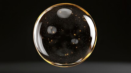 Wall Mural - Transparent Sphere with Golden Highlights and Dark Background