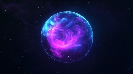 Wall Mural - Vibrant Cosmic Sphere with Colorful Clouds and Starry Background