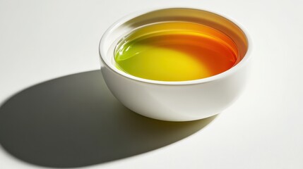 Wall Mural - vibrant liquid colors in white bowl with soft shadow play