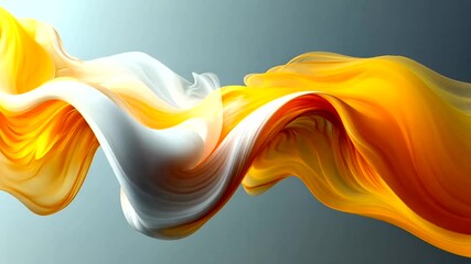 Wall Mural - Dynamic abstract flow animation with vibrant gold and white hues creates a modern feel