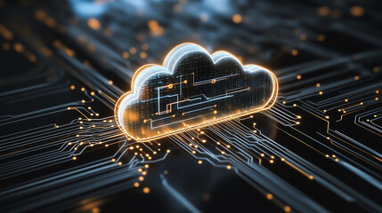 Wall Mural - cloud computing connection: a dynamic representation of cloud computing, featuring a luminous cloud 