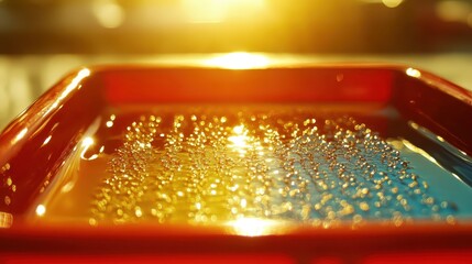 Wall Mural - water droplets create stunning reflection on vibrant surface