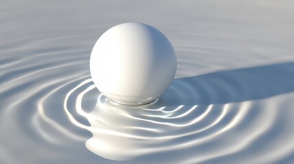 Wall Mural - white sphere on water surface creating gentle ripples in calm water