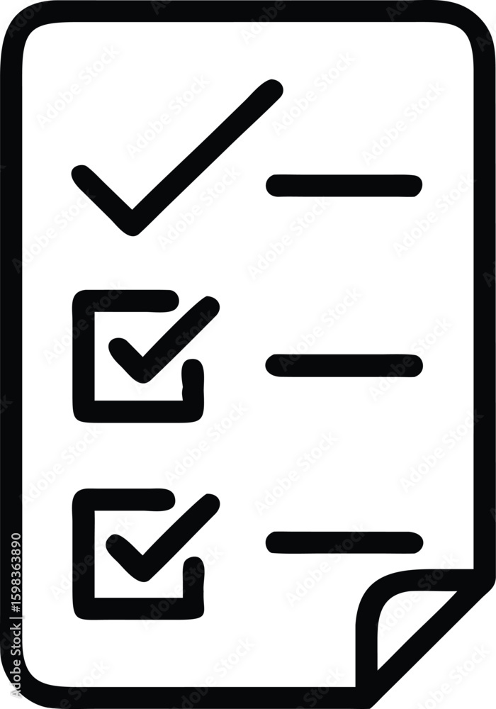 Vector art of a checklist with several items marked as completed with ...