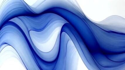 Wall Mural - Elegant blue abstract flowing waves animation on a white background for creative projects