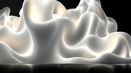 Wall Mural - elegant white abstract animation of liquid cloth with smooth waves and reflections
