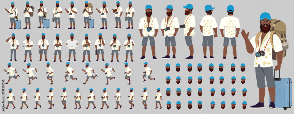 Traveler character model sheet, Character poses, expressions, Walk ...