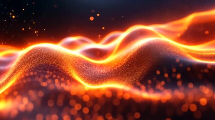 Wall Mural - Fiery Particle Waveforms: Energetic Abstract Motion Graphics Background Video for Creative Projects