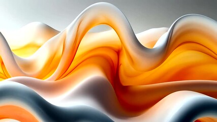 Wall Mural - fluid motion: abstract wave patterns in orange and white, creative backgrounds and wallpapers