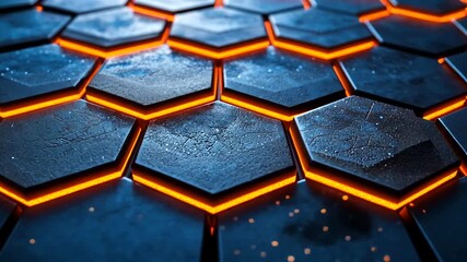 Wall Mural - Futuristic Abstract Hexagon Background with Glowing Orange Edges for Modern Tech Designs