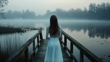 Wall Mural - woman on dock