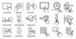 © Vectoria - Series of icons depicting various home security devices and smart home technology. The icons include a smart lock, a smart thermostat, a smart camera, and a smart light