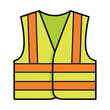 © riiicil - A bright yellow and orange high-visibility safety vest icon for construction and road work.