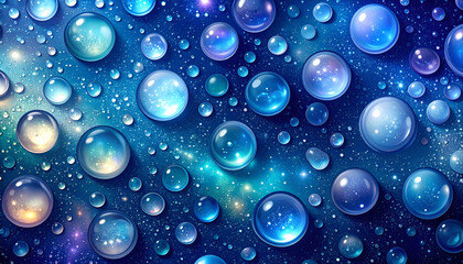Wall Mural - Cosmic Water Droplets Background.