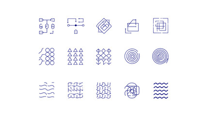 Collection of fifteen different geometric and abstract line drawings in a grid pattern on white background