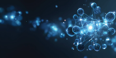 Abstract science background with atom and subatomic particles vector illustration