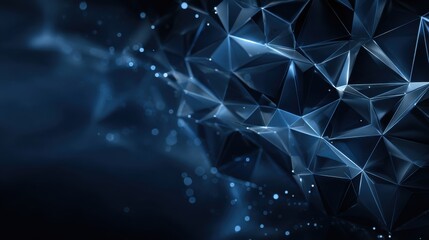 A blue abstract image with a lot of triangles. The image is very dark and has a futuristic feel to it