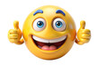 © Sobuj - Photo of a bright yellow emoji with big blue eyes and a wide smile gives a double thumbsup gesture conveying happiness and approval isolated on transparent