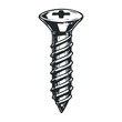 © artefactum - Detailed black and white illustration of a metal screw with crosshead. Vector illustration