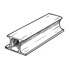 Steel beam sketch with detailed texture and linear design for construction uses. Vector illustration