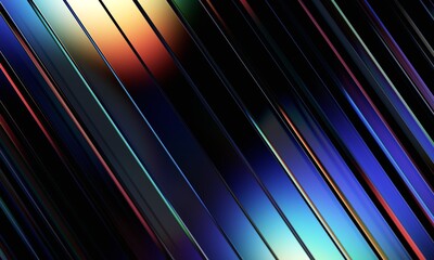 Wall Mural - abstract background, striped surface with colorful reflections, 3d render