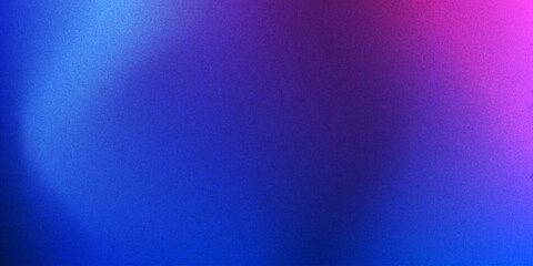 Glowing blue and pink abstract color gradient banner poster cover design, dark grainy texture, copy space