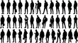 © Nurzhan - Vector silhouettes men and women, illustration. Silhouettes of young people posing in casual clothes. EPS version.