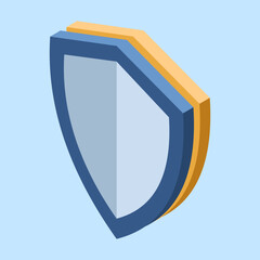 Wall Mural - isometric shield. isometric internet security shield. network data security. cyber data security. pr