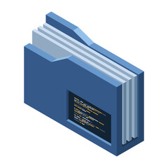 Wall Mural - isometric folder. network folder. shared folder. cloud data storage. database folder server technolo