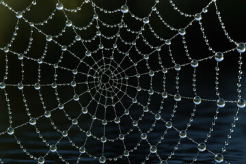Dew-covered Spider Web (Photo)
