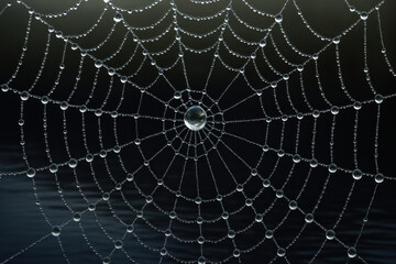 Spiderweb with water droplets, photo