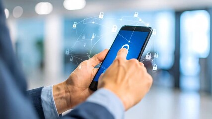 Data security and mobile privacy concept with a smartphone locked to protect information