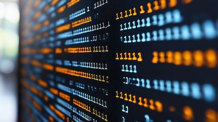 abstract binary code: digital data stream on screen