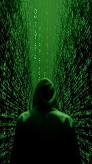 Wall Mural - vertical video cyber security and computer data protection concept