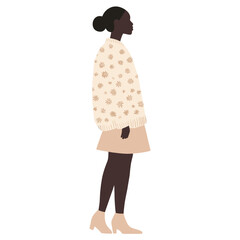 Wall Mural - black woman illustration minimalist fashion vector