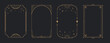 © Rudzhan - A set of four elegant art deco golden frames with celestial and floral and esoteric motifs with moon, sun, in thin line style, displayed on a dark background. Vector illustration