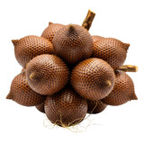 A cluster of salak or snake fruit is displayed on a transparent background showcasing its unique brown scaly skin