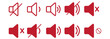 © Top - Sound volume icons set with different signal levels. Sound icon, volume symbol, speaker sign, Аn icon that increases and reduces the sound. icon vector. sound symbol.
