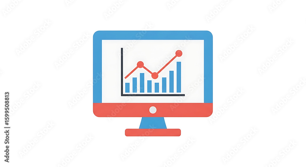 Office desktop computer displaying a data analytics dashboard with a ...