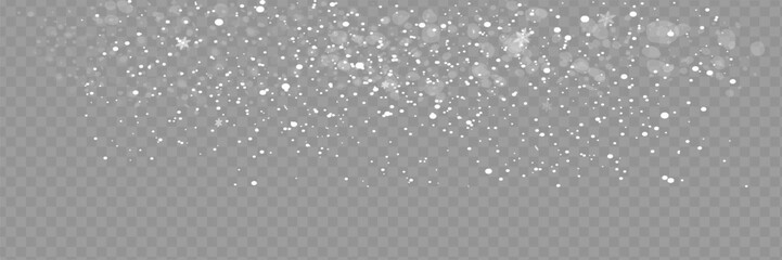 Wall Mural - Falling snow on a transparent background. Snow clouds or shrouds. Fog, snowfall. Abstract snowflake background. Fall of snow. Vector illustrator 10 EPS.
