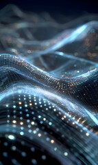 Wall Mural - abstract shimmering network with flowing light particles digital data visualization for presentation