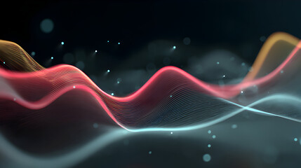 Wall Mural - abstract wave background with flowing light trails and glowing particles creating a futuristic backd