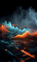 Wall Mural - abstract futuristic digital landscape with glowing peaks and data streams modern visualization of ne