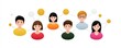 © Adul khotchasri - Illustration of six diverse people connected by dotted lines and circles, symbolizing social networking and communication.