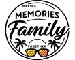 © Irin - Making family memories together is emphasized within a circular logo featuring palm trees and sunglasses