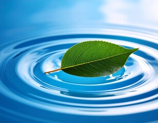 Wall Mural - green leaf with water drops