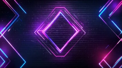 Wall Mural - vibrant neon diamond shapes on dark grungy background for modern digital art and design projects 4k 