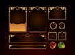 © didik - set of gothic medieval fantasy golden trading card game template with button ui and frame kit